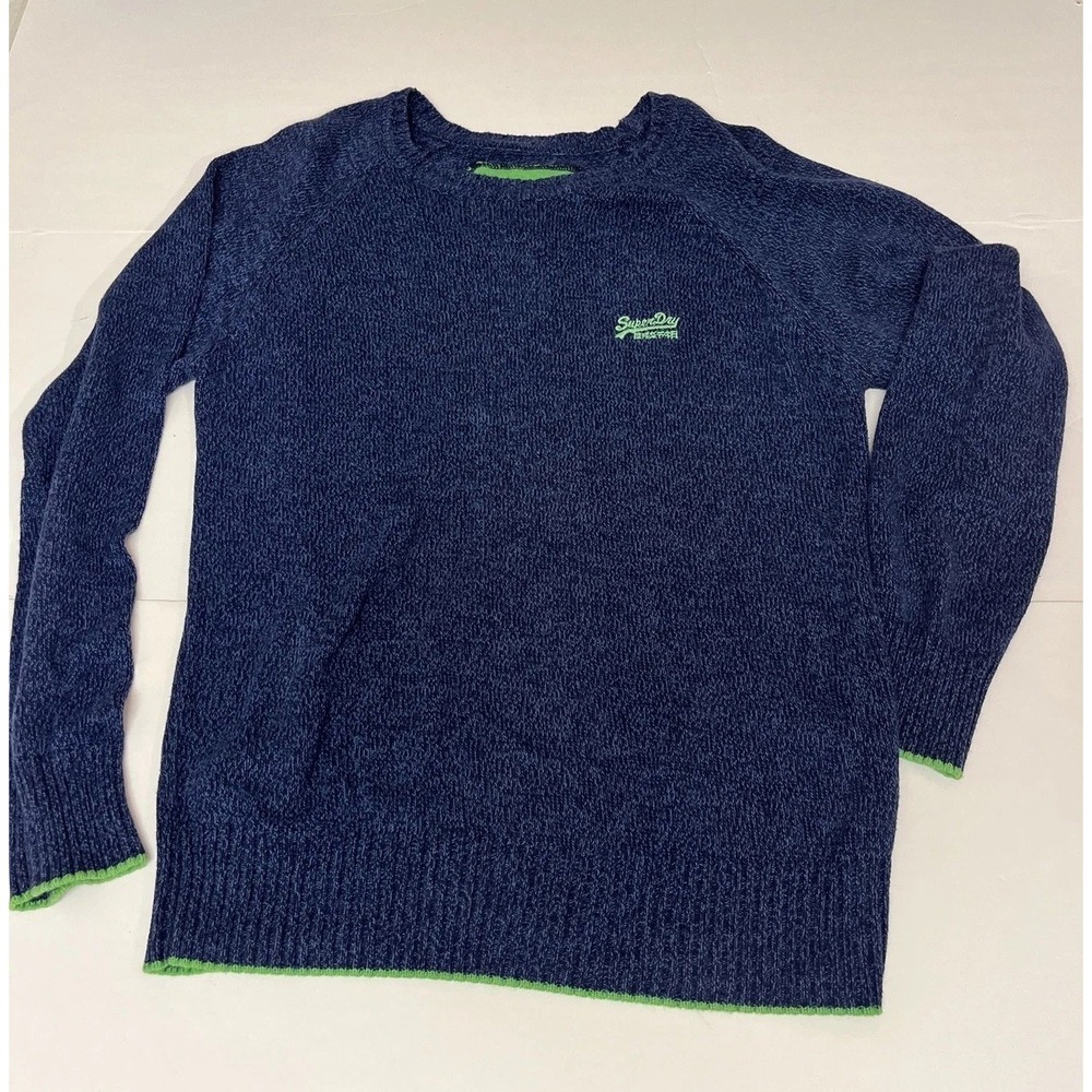 Vintage Superdry mens Sweater COTTON SIZE M - L ( LABEL L ) VGC Blue Pullover